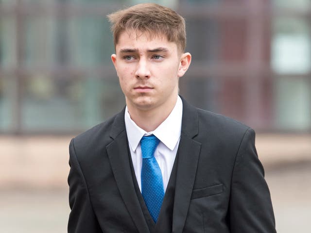 Joe Tivnan 19, leaves Nottingham Magistrates' Court, where he pleaded guilty to racially or religiously aggravated harassment