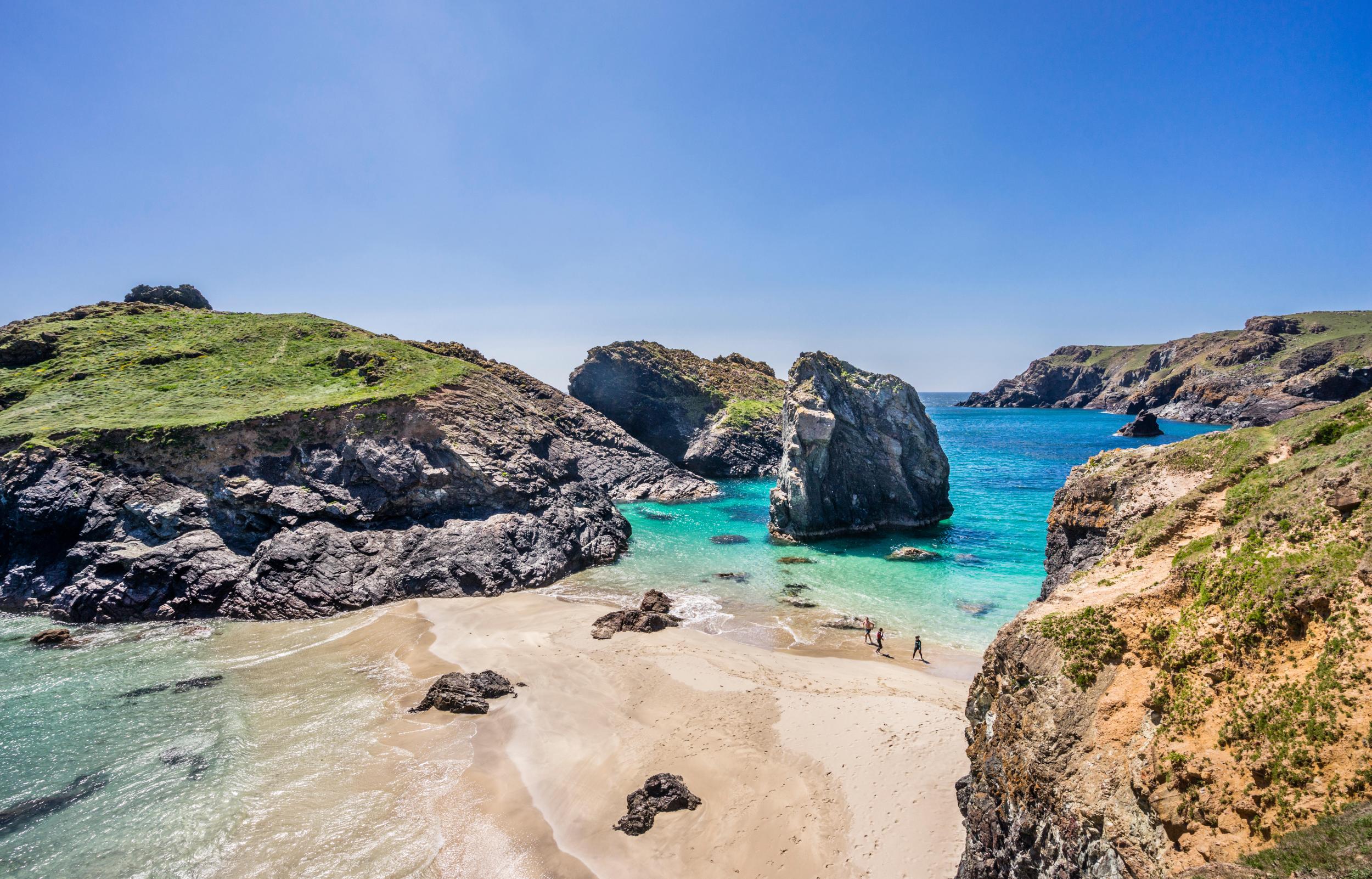 Kynance Cove in Cornwall has attracted many more visitors than usual this summer