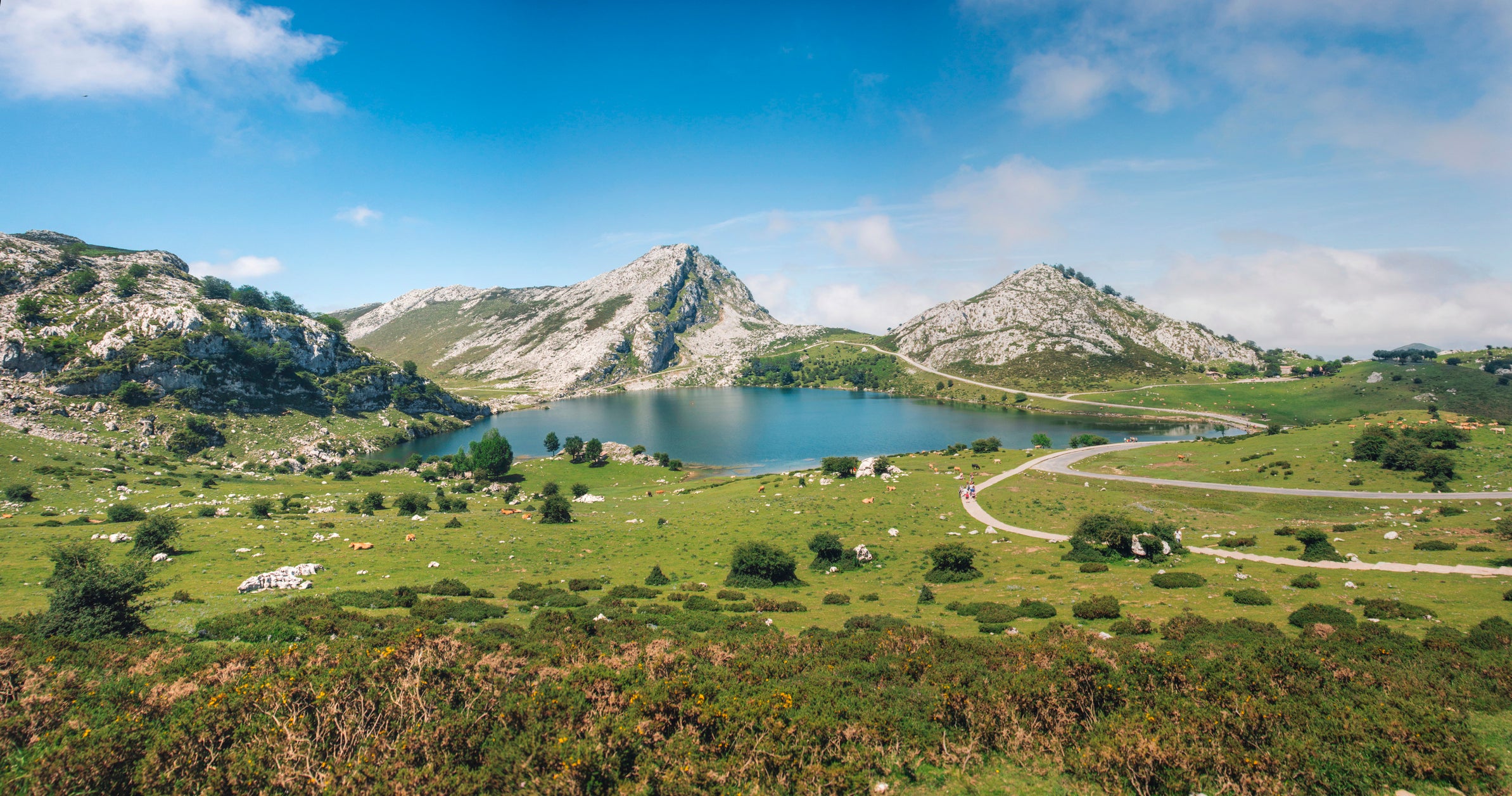 Lake Enol in the Picos de Europa mountain range (Getty)