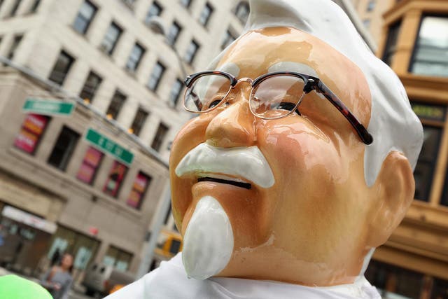 A Colonel Sanders statue is on permanent display in New York's Union Square