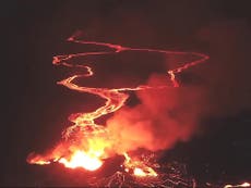 Hawaii volcano: Aerial footage shows lava flowing to the ocean
