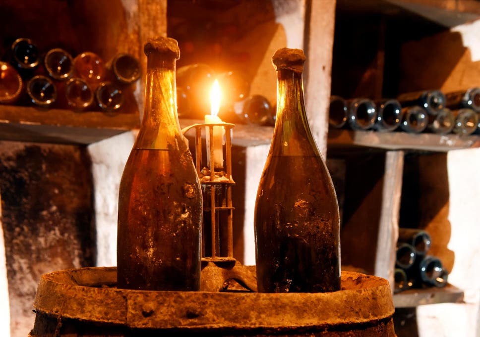 Two bottles, of three vintage bottles of vin jaune "yellow wine" from 1774