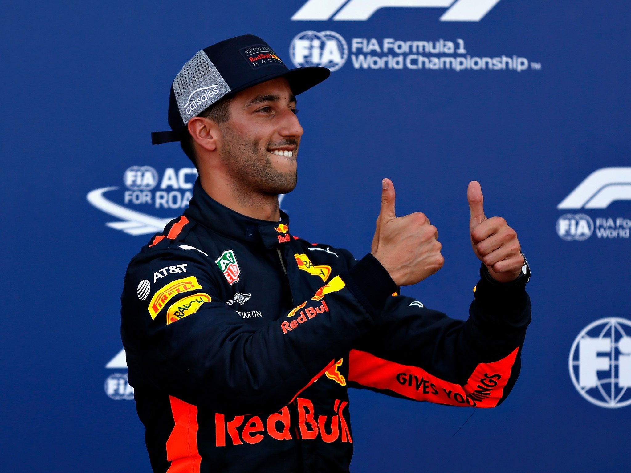 All smiles for Daniel Ricciardo after a stunning performance on the track