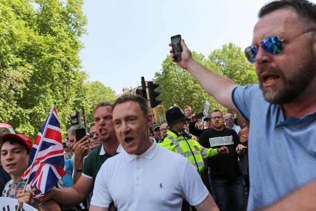 Protesters in Whitehall to support Tommy Robinson