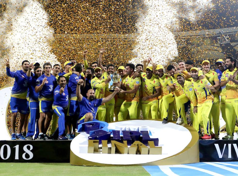 Chennai Super Kings celebrate winning the IPL