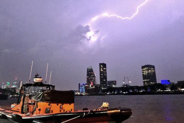 Lightning strike during a storm in London