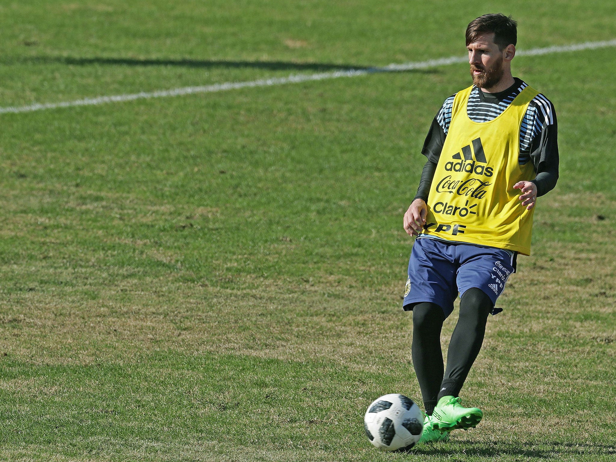 Lionel Messi in training with Argentina ahead of this summer's World Cup