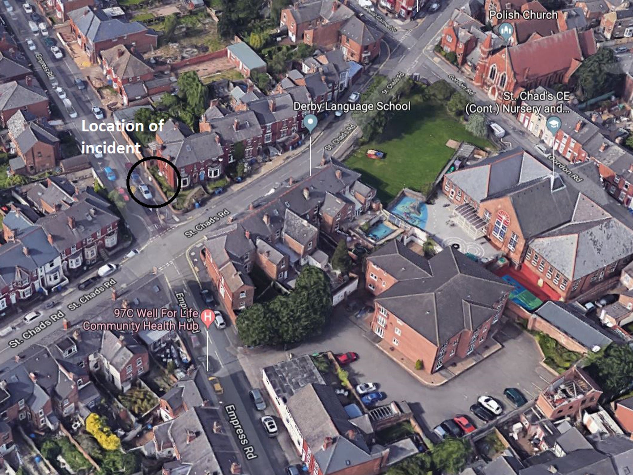 The robbery took place in Empress Road, Derby