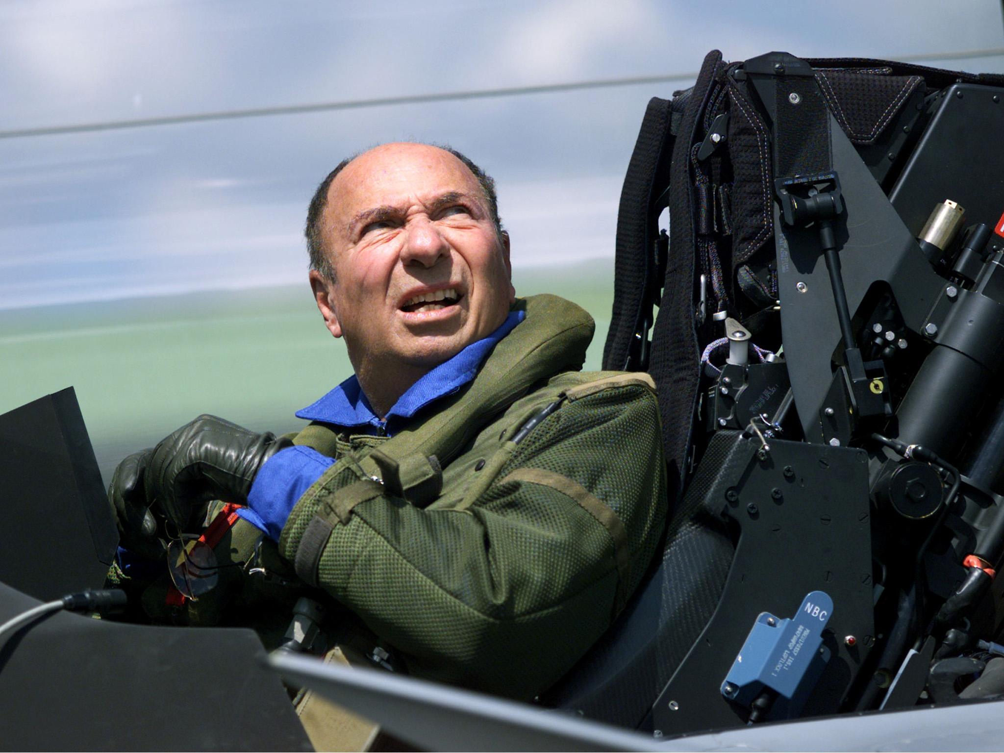 Serge Dassault, pictured in 1999 sitting in the cockpit of his firm's Rafale fighter plane