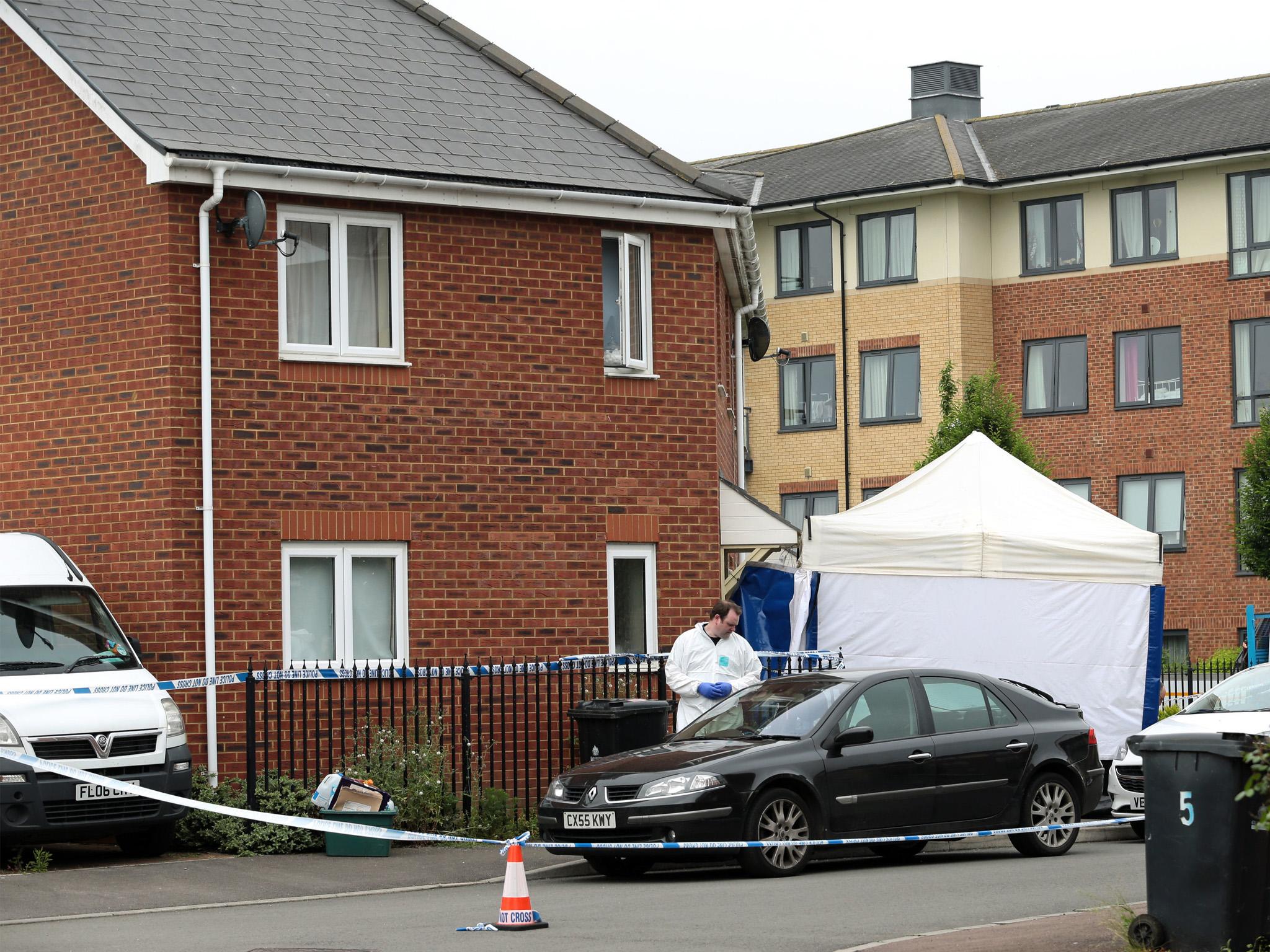 Police at the scene in Dexter Way, Gloucester