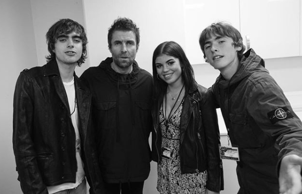 Liam Gallagher with his sons Lennon (left) and Gene (right) and his daughter Molly