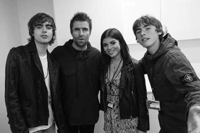 Liam Gallagher with his sons Lennon (left) and Gene (right) and his daughter Molly