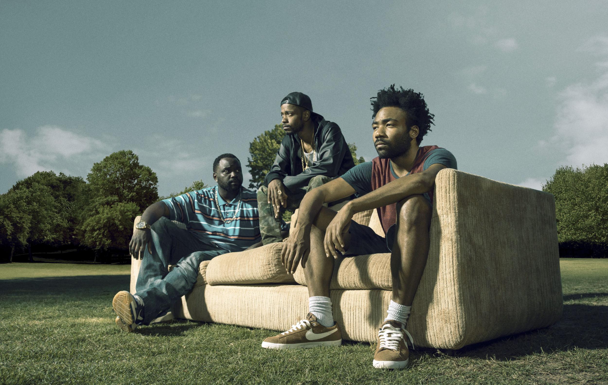 In the hotseat: the stars of Atlanta, from left, Paper Boi (Brian Tyree Henry), Darius (Lakeith Stanfield) and Earn (Donald Glover)