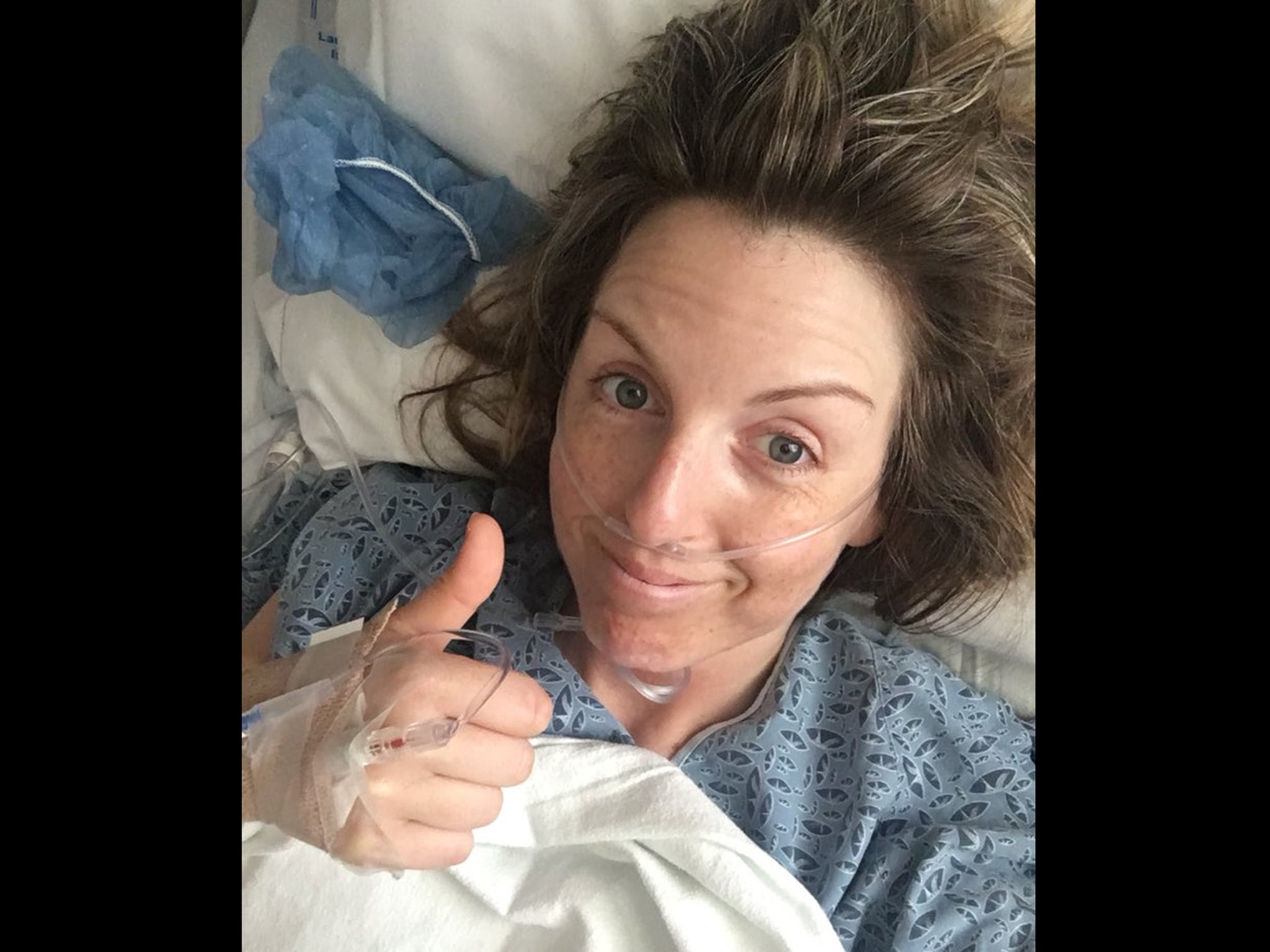 Claire Nelson recovering after having an operation on her pelvis