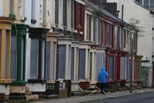 Boarded-up terraced homes in Liverpool