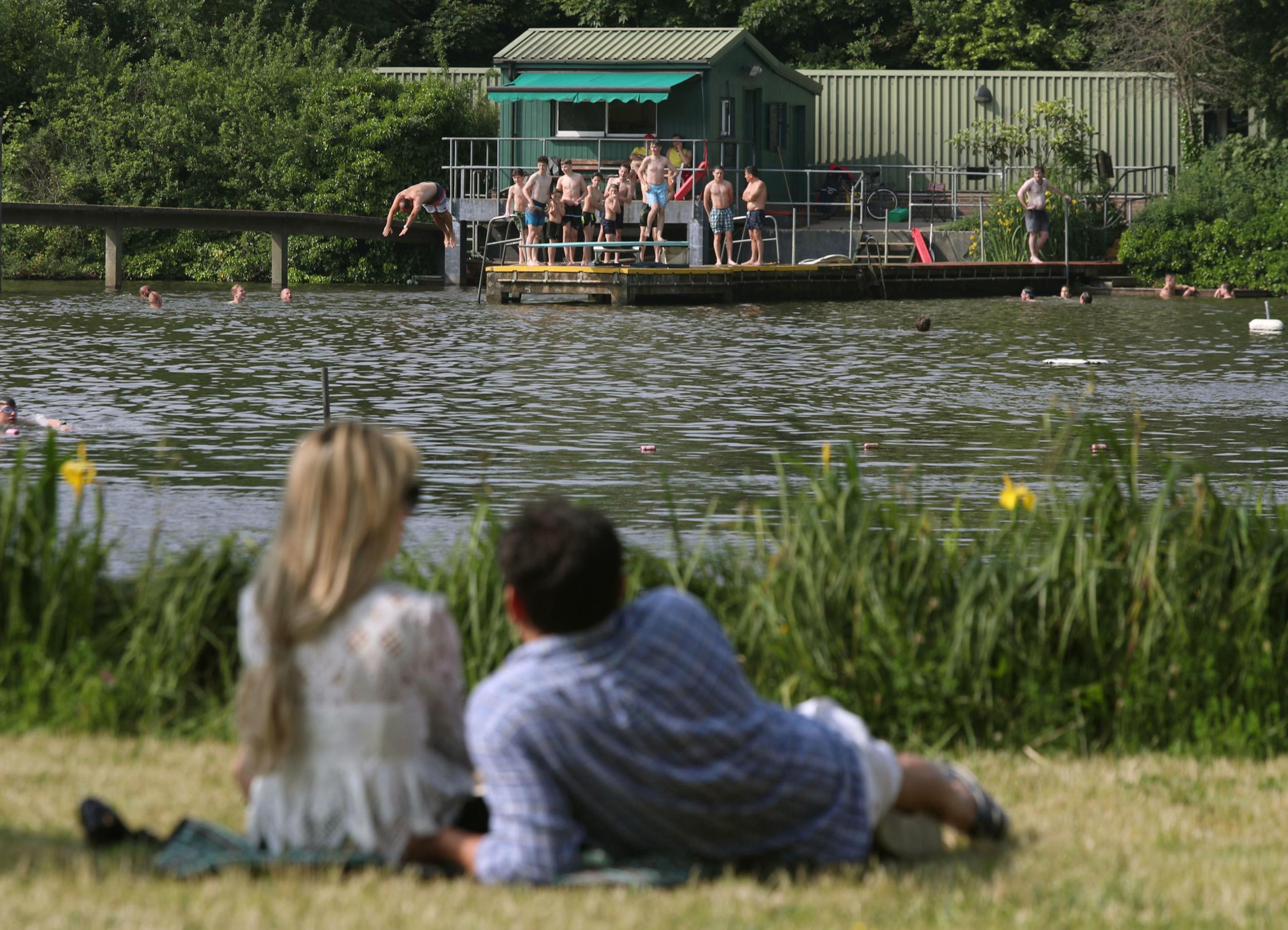 Around 20 members of the Man Friday group took to the male-only bathing pool on Hampstead Heath
