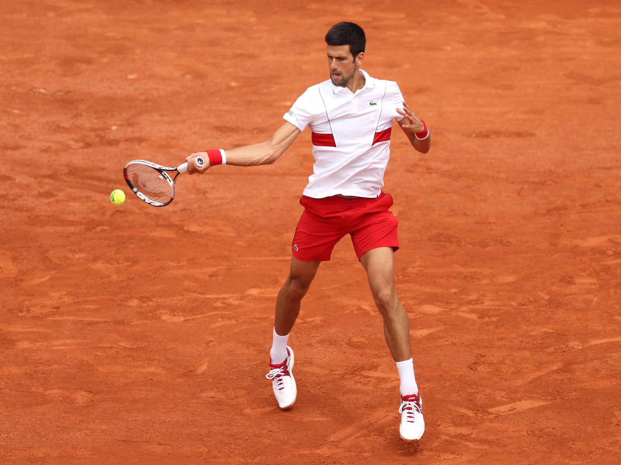 Novak Djokovic in action during the French Open