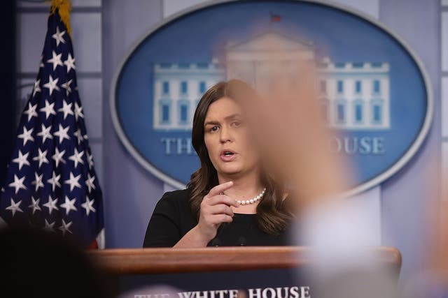 White House press secretary Sarah Huckabee Sanders was visibly controlling her emotions