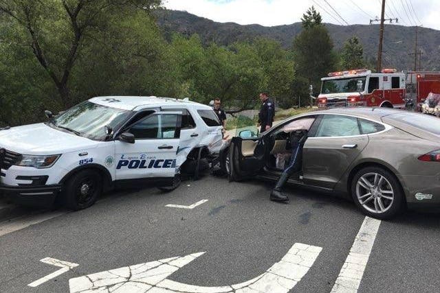 The Tesla crashed into a Laguna Beach Police Department vehicle on 29 May