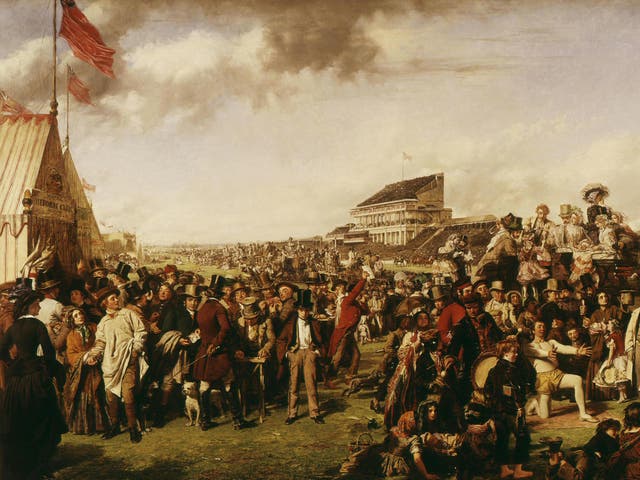 The Derby Day by William Powell Frith presents a cross-section of Victorian England at one of the few national events in which the upper and lower classes mixed socially