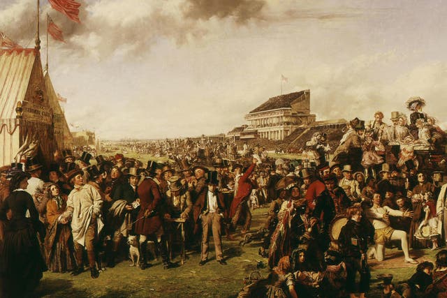 The Derby Day by William Powell Frith presents a cross-section of Victorian England at one of the few national events in which the upper and lower classes mixed socially