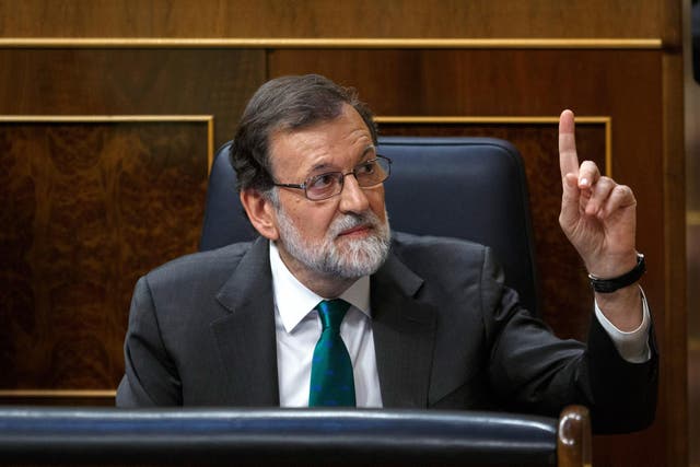 Spanish prime minister Mariano Rajoy during the debate on the no-confidence motion