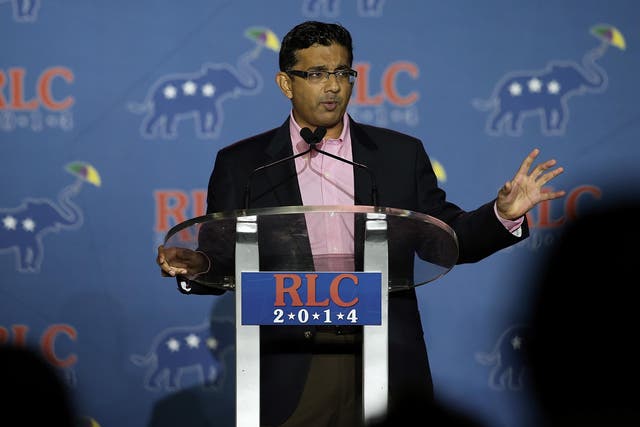 <p>Conservative filmmaker and author Dinesh D'Souza speaks during the final day of the 2014 Republican Leadership Conference</p>