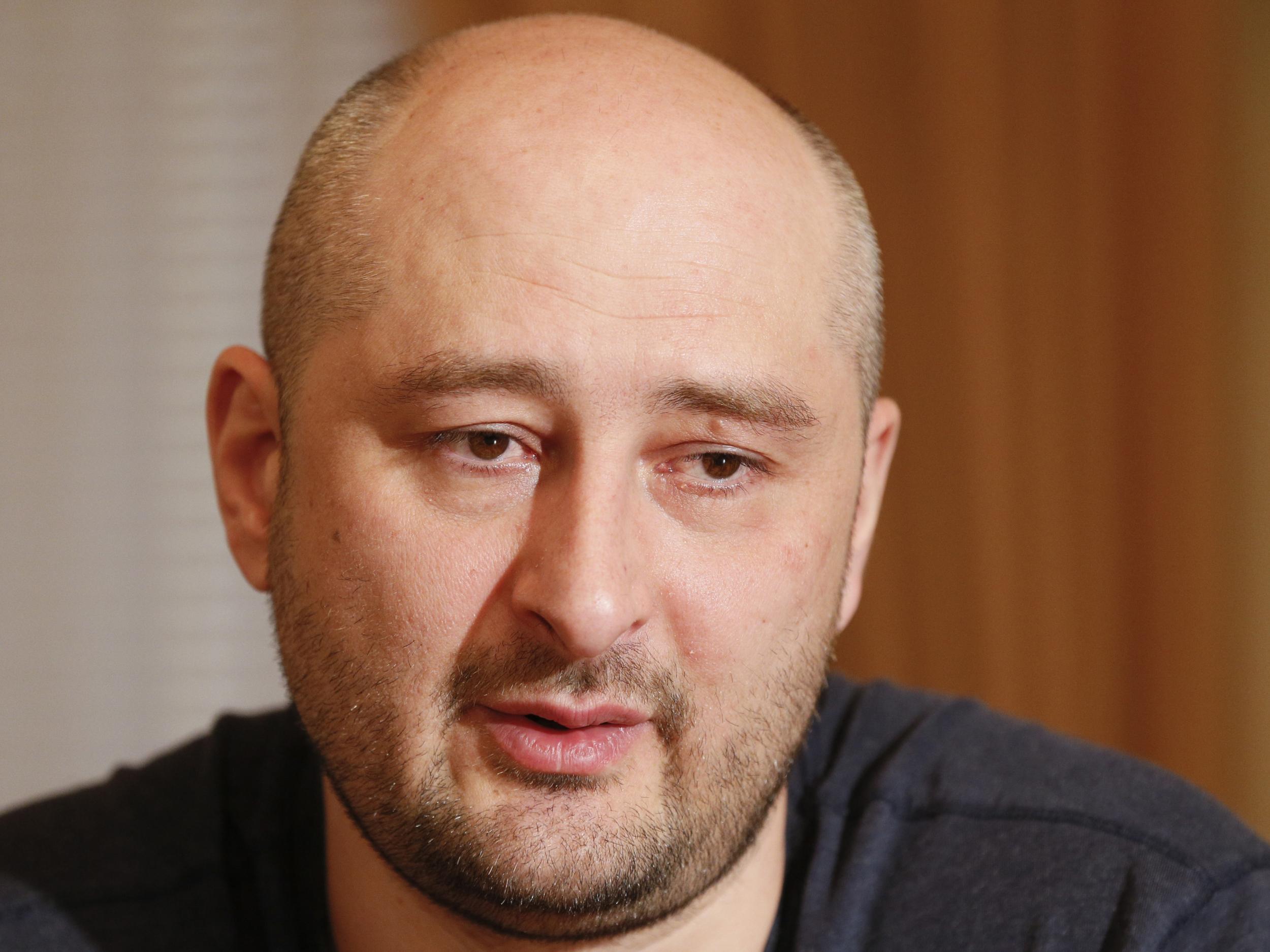 Russian dissident journalist Arkady Babchenko speaks during an interview with foreign media in Kiev on 31 May