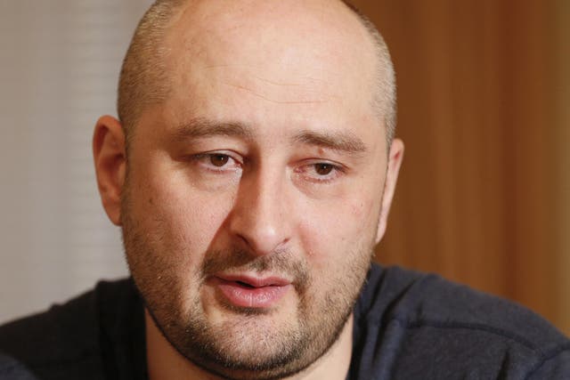 Russian dissident journalist Arkady Babchenko speaks during an interview with foreign media in Kiev on 31 May