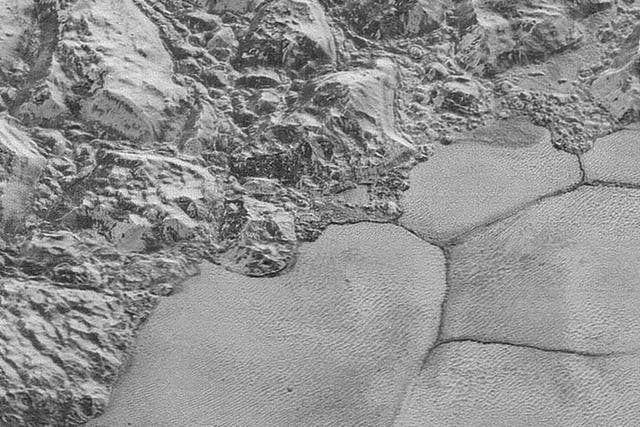 Methane dunes at the bottom of a major mountain range on Pluto