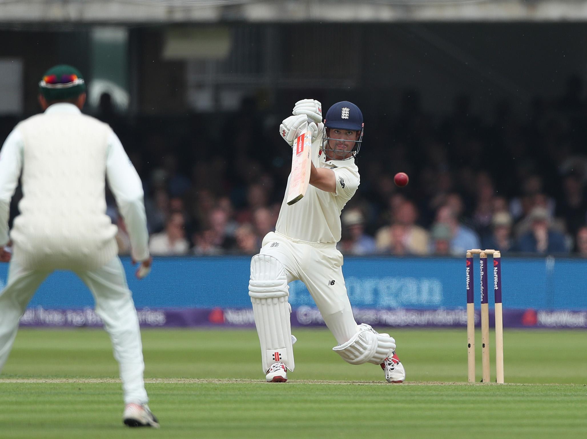 Alastair Cook plays through the offside