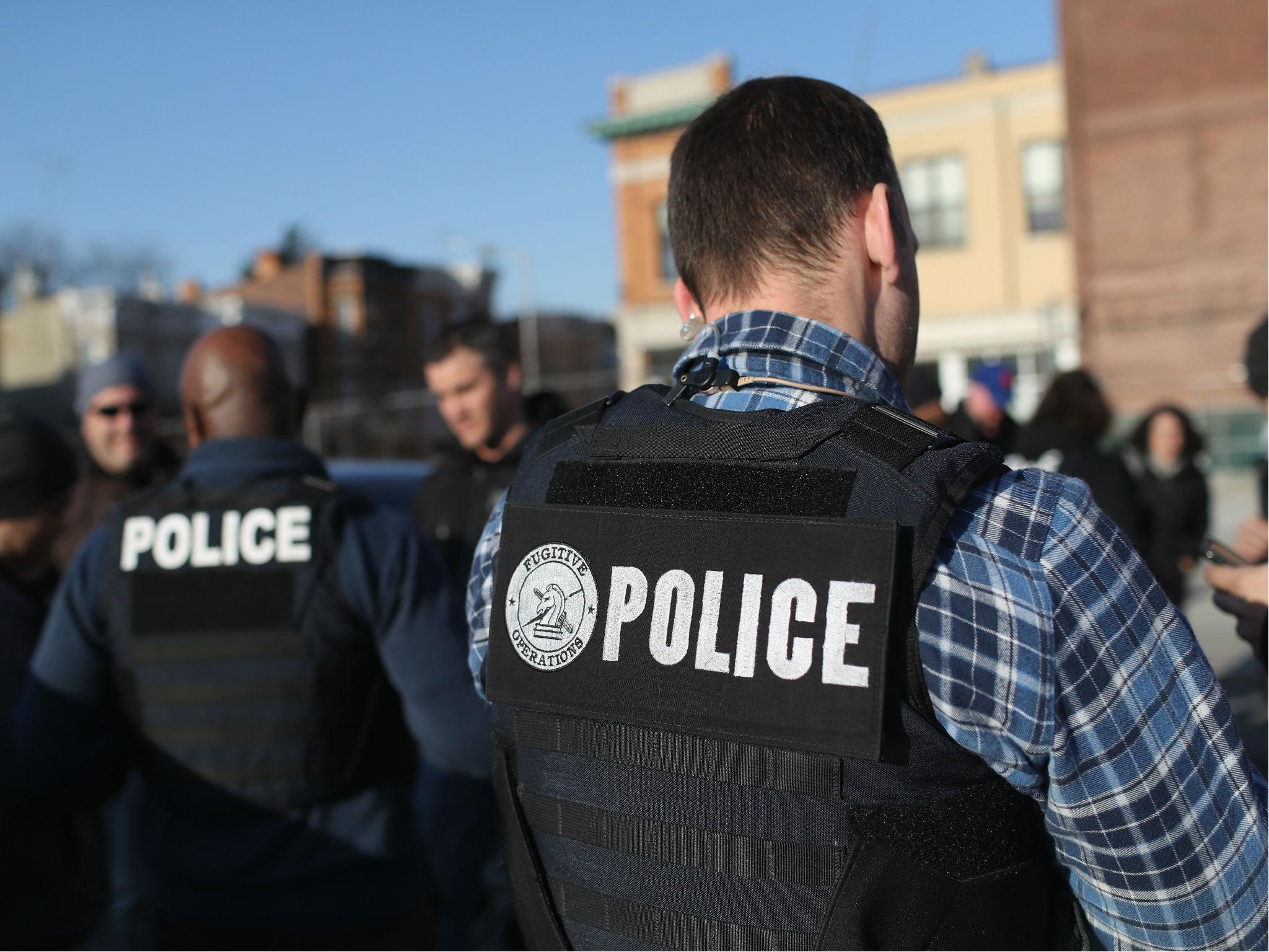Police officers during a recent sweep for undocumented immigrants in New York City