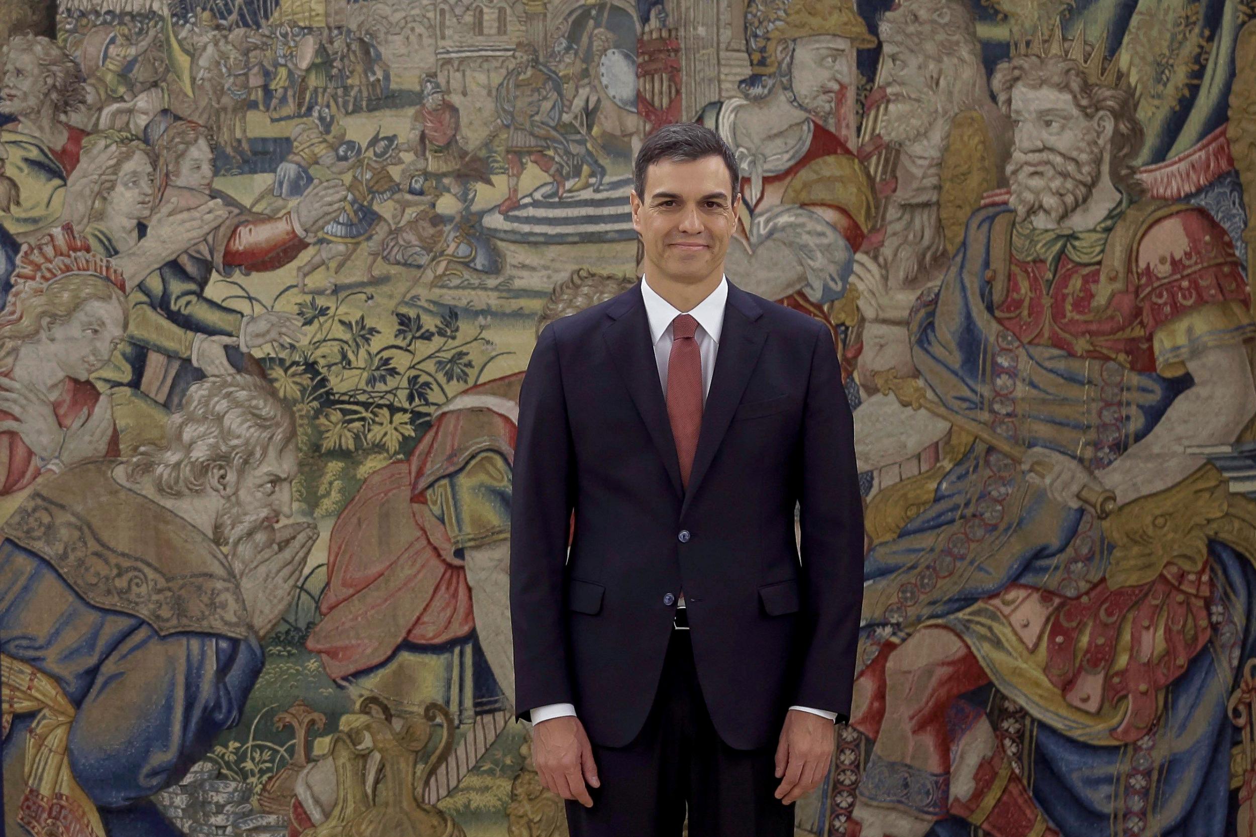 Mr Sanchez became the first Spanish prime minister to be sworn in without a bible or a crucifix