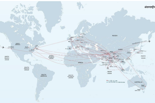 Global ambitions: Air India international route map