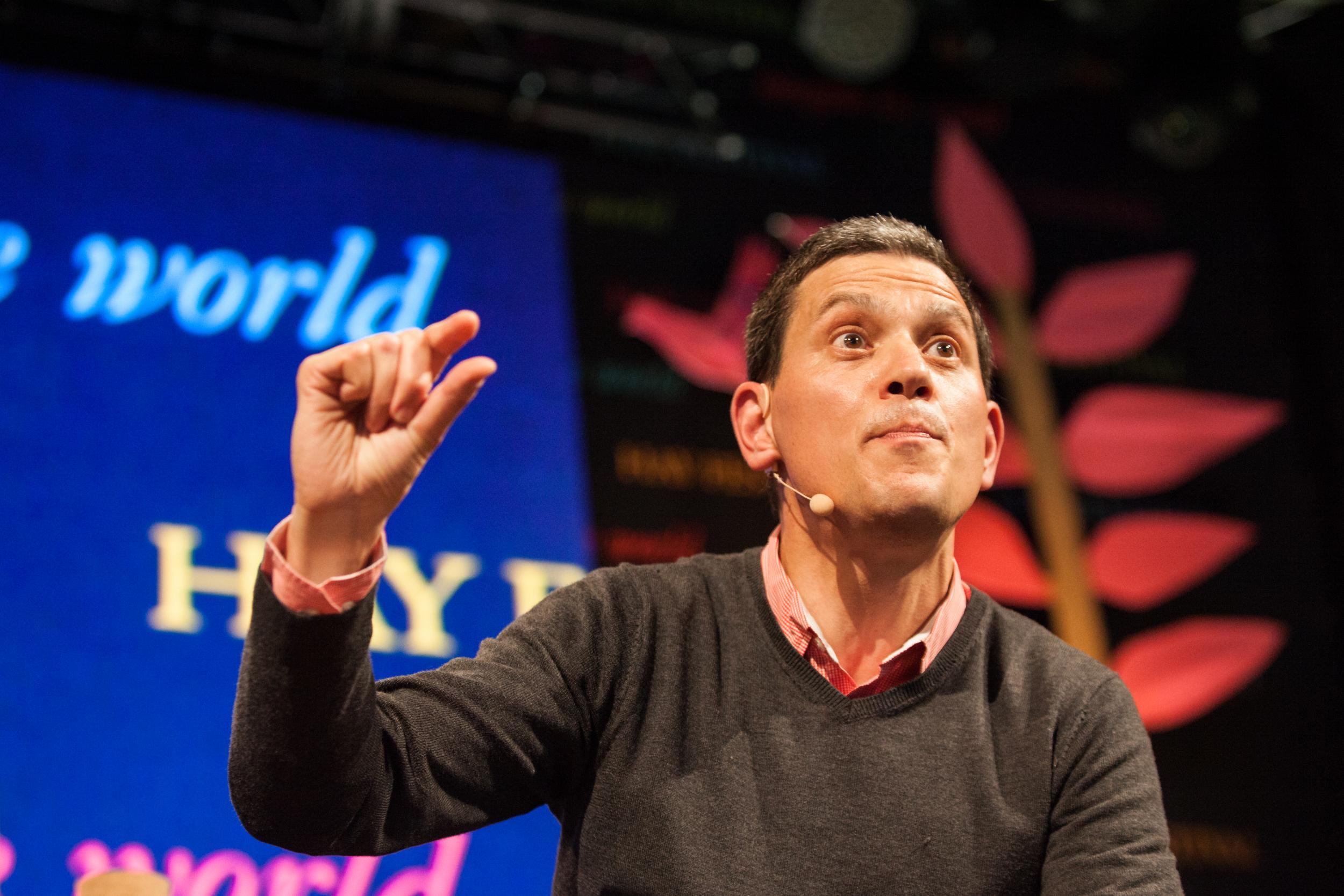 David Miliband speaks at the Hay literary festival. Marsha Arnold