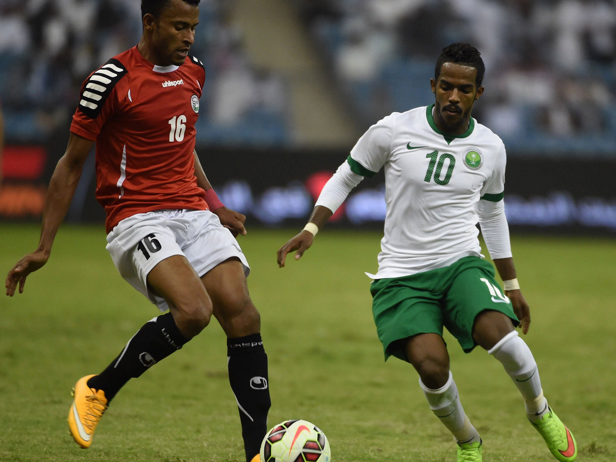 Nawaf Al-Abed in action for Saudi Arabia against Yemen