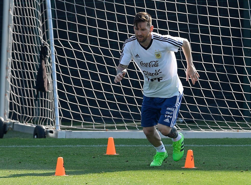 Lionel Messi in Argentina training this week