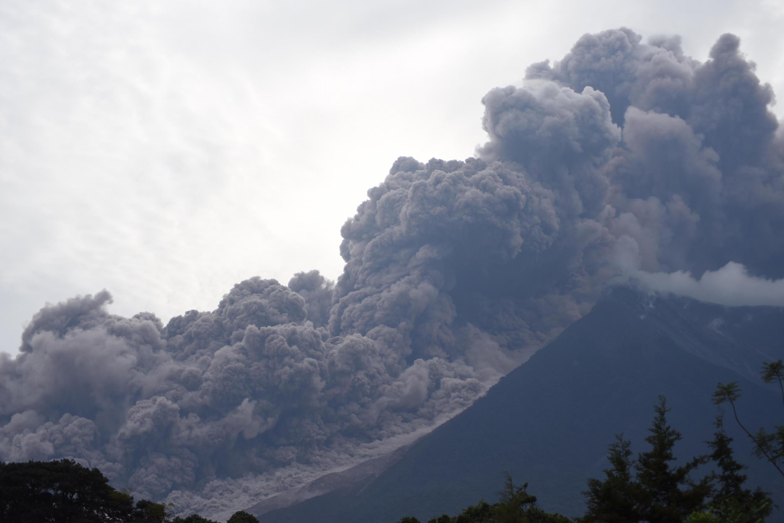 The Fuego Volcano in eruption, seen from Alotenango municipality