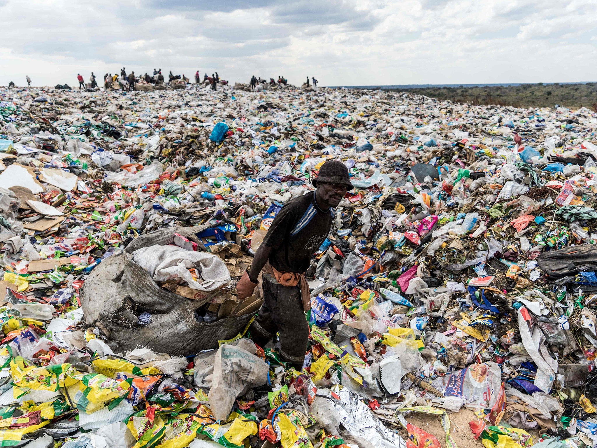 Waste at a landfill site in Bulawyo, Zimbabwe