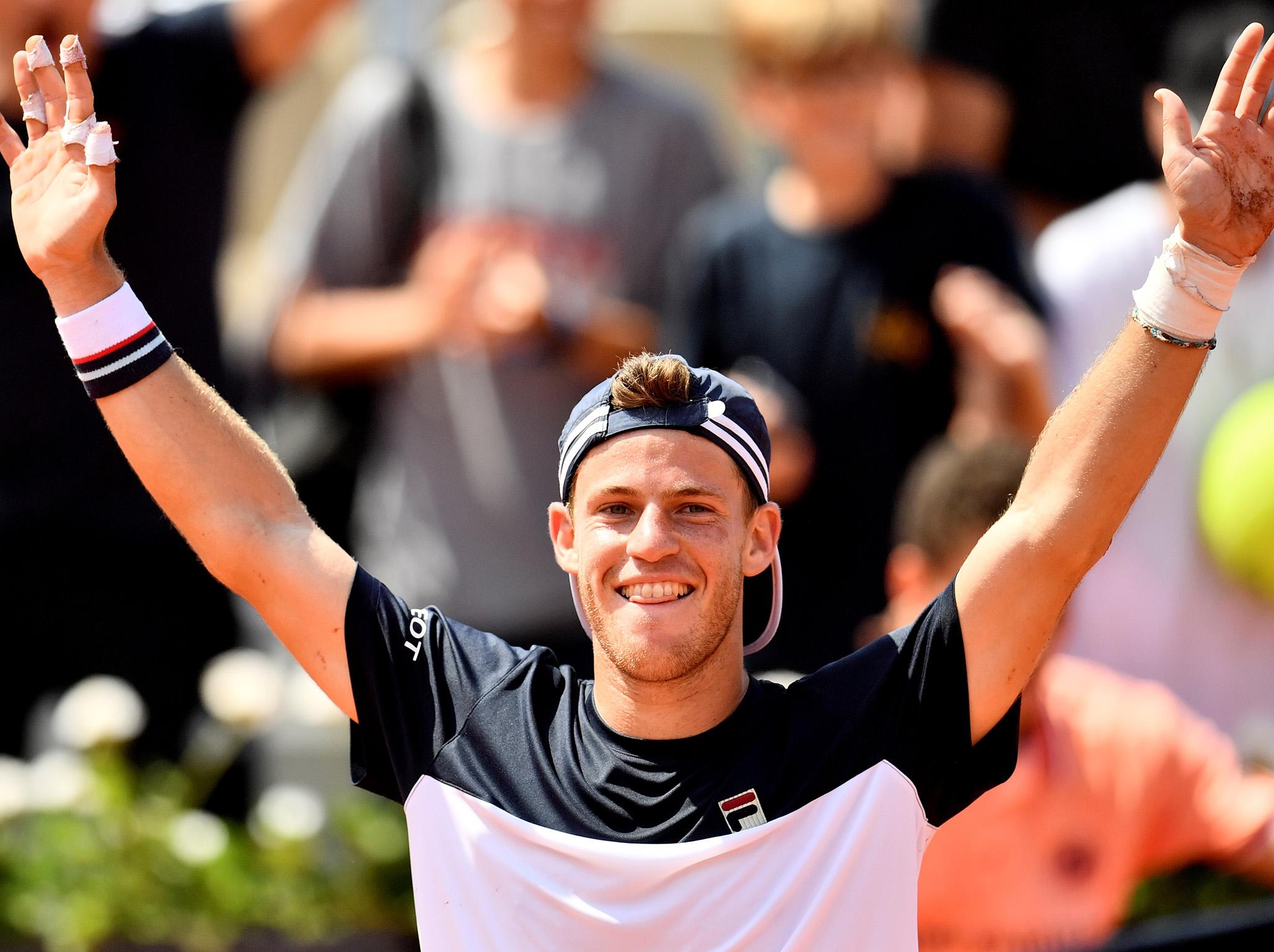 Diego Schwartzman celebrates knocking out Kevin Anderson