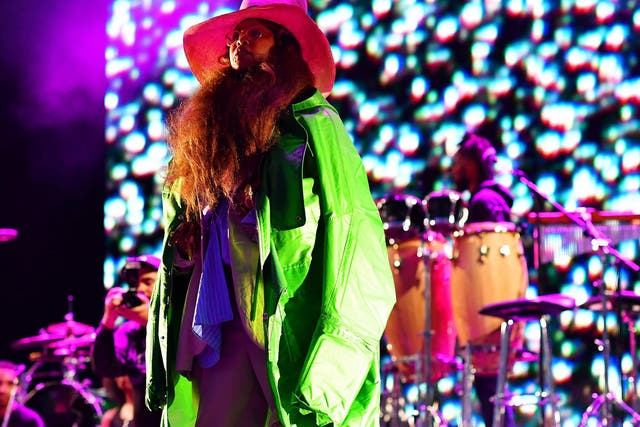 Erykah Badu performs on the Fader Stage during Field Day festival 2018 in London