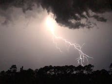 Forked lightning fills the sky in Florida