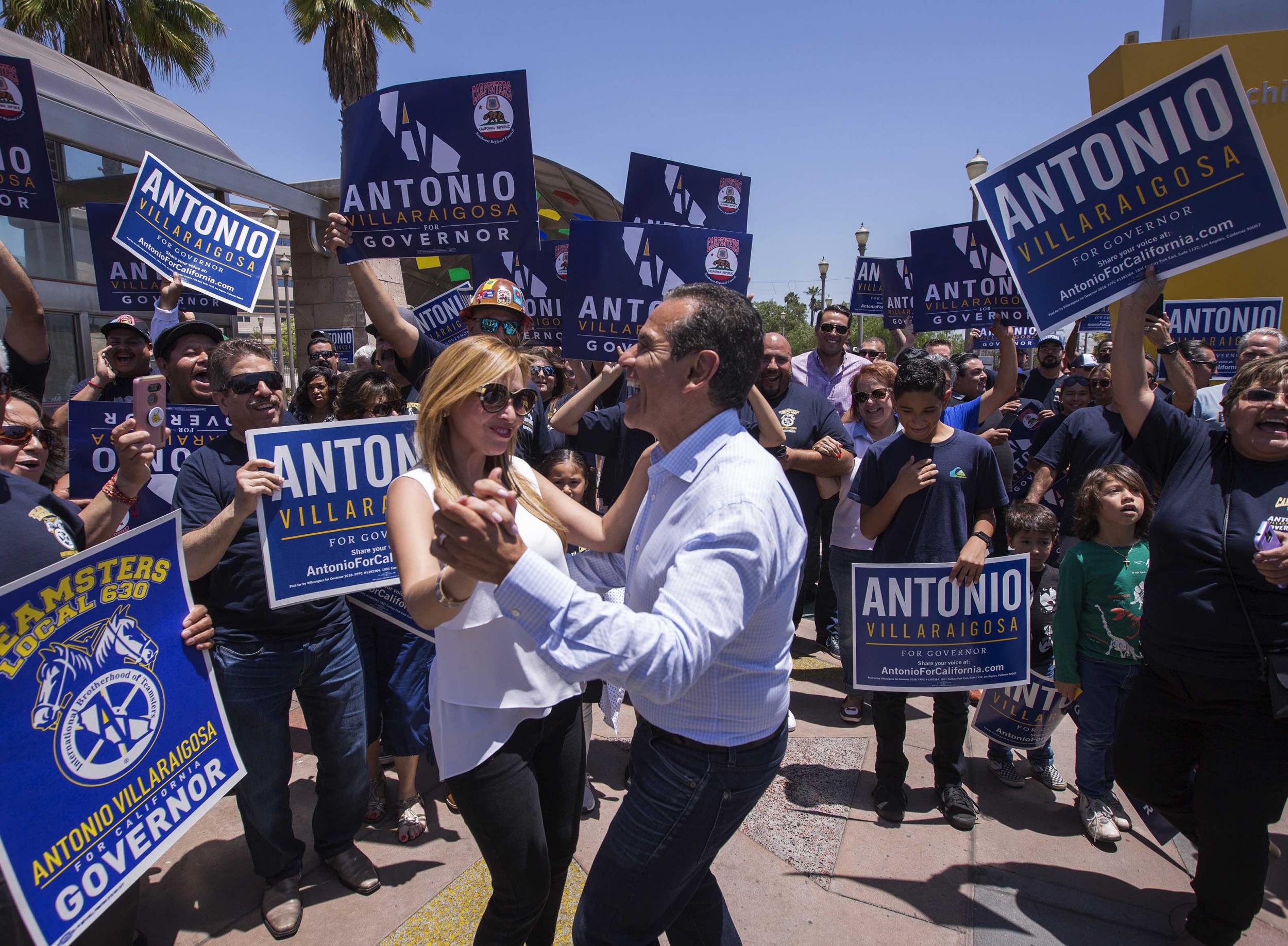 California Democratic gubernatorial candidate Antonio Villaraigosa campaigns in Los Angeles in the run up to the primary election