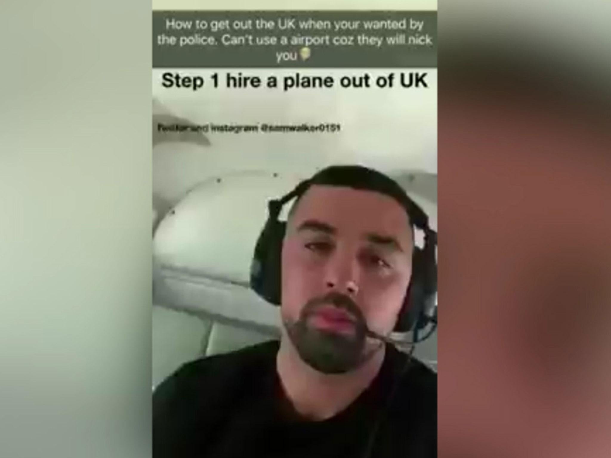 Walker’s video details ‘how to flee the UK when wanted by police’