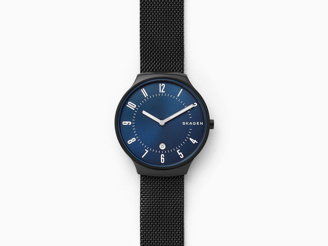Grenen Slim Black Steel-Mesh Watch, £155, Skagen