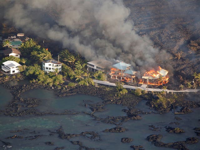 Lava has destroyed homes and filled in the coastline almost a mile out from its original location