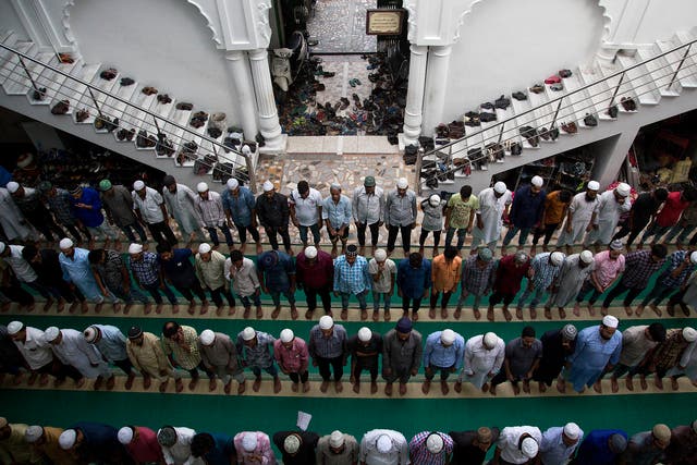 Muslims offer prayers at a mosque during the month of Ramadan in Dehradun, India, Wednesday, June 6, 2018. Islam's holiest month is a period of intense prayer, dawn-to-dusk fasting and nightly feasts.