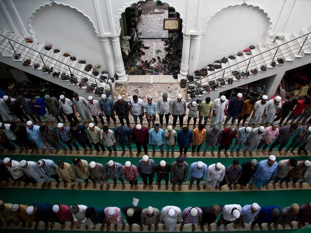 Muslims offer prayers at a mosque during the month of Ramadan in Dehradun, India, Wednesday, June 6, 2018. Islam's holiest month is a period of intense prayer, dawn-to-dusk fasting and nightly feasts.
