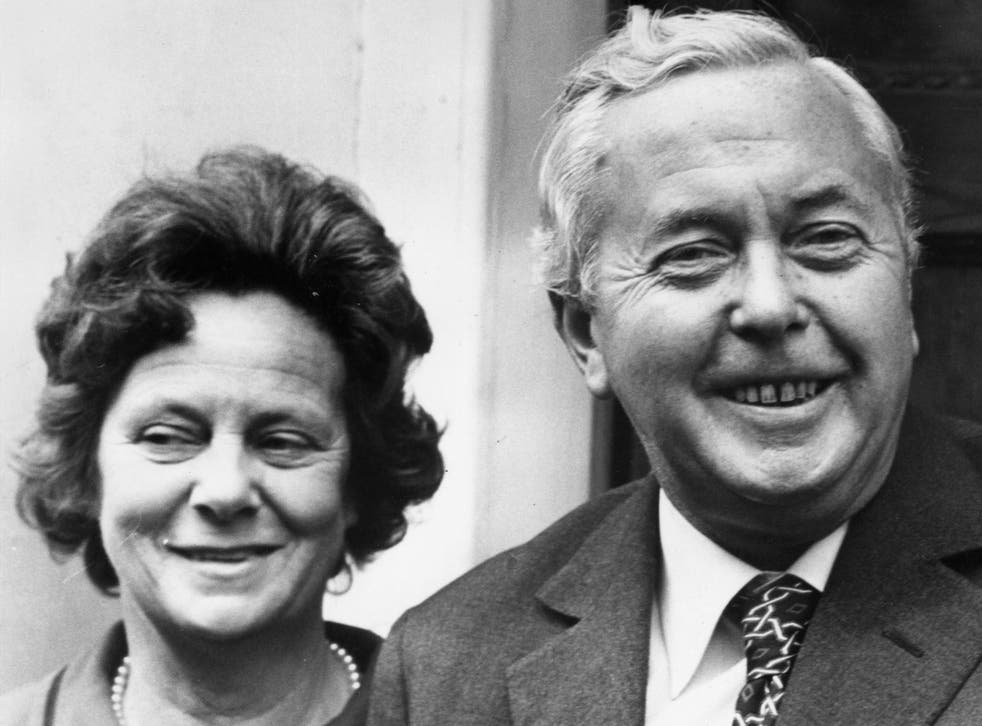 Mary and Harold Wilson outside their house in London in 1974