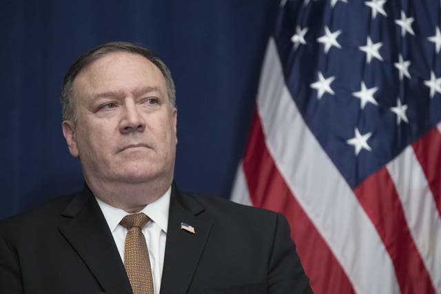 U.S. Secretary of State Mike Pompeo speaks during a news conference
